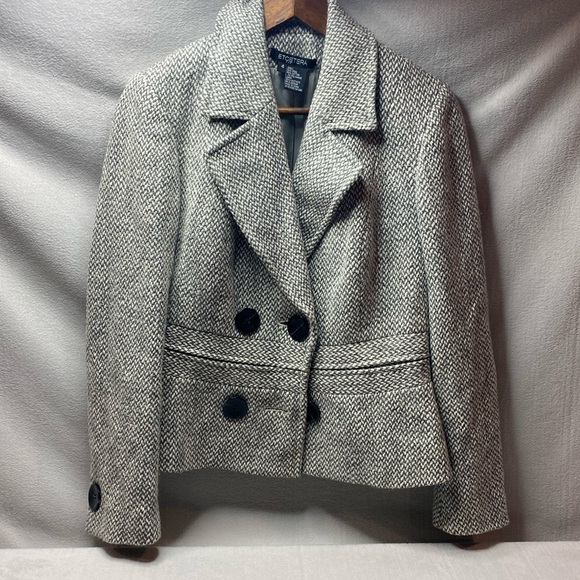Etcetra gray double button front wool blend blazer jacket size 4 - Picture 1 of 5
